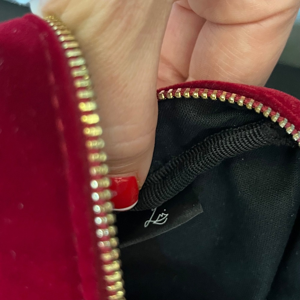 Lisa Eldridge Luxury Velour Cosmetic Bag Red Gold Logo Zipper‎ Pouch - Picture 8 of 8